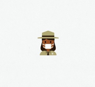 Ranger emoji Courtesy of Twitter Twitter emoji of a park ranger wearing a face mask