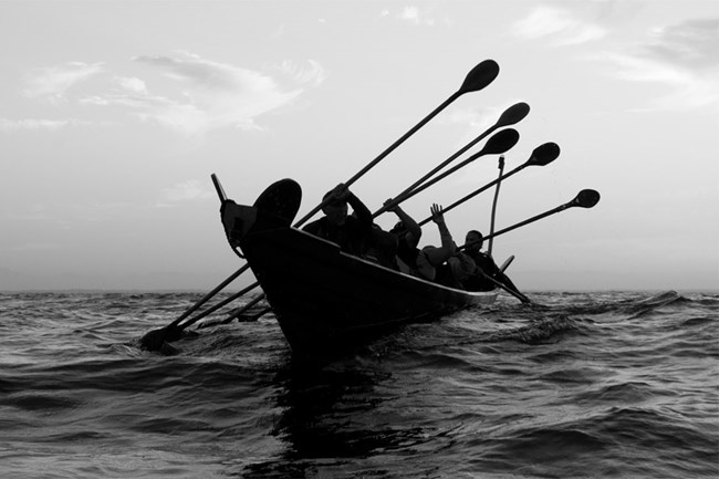 Chumash Tomol chumash paddling traditional tomol on the ocean