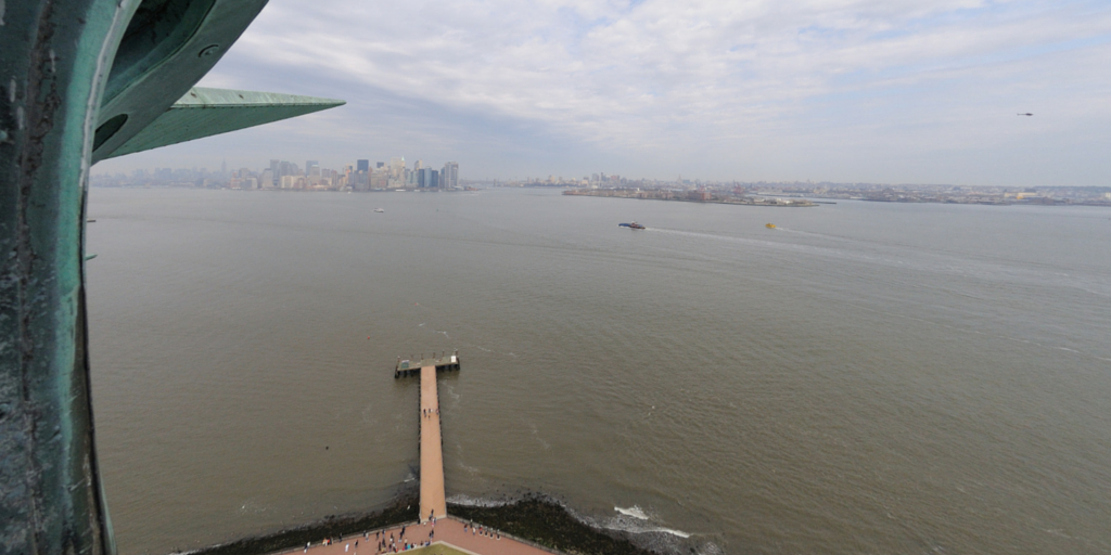 A view of New York City from the Statue of Liberty