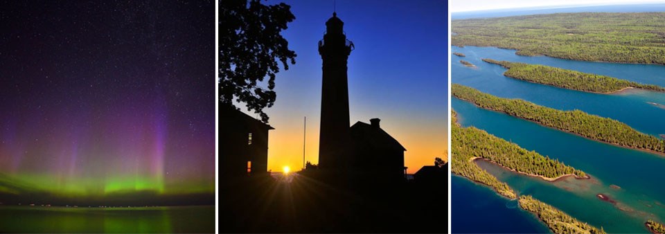 Three images of great lakes parks