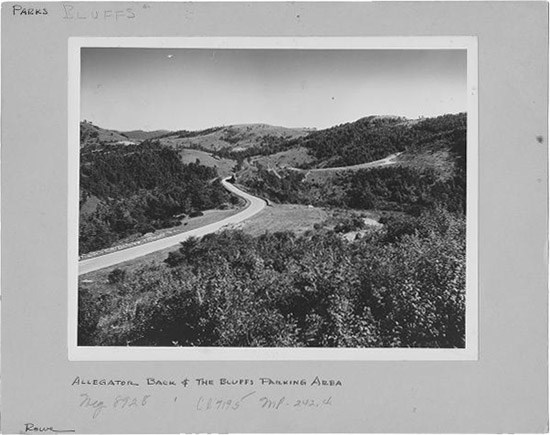 BlueRidge View from Alligator Back overlook to the Bluffs parking area, off Blue Ridge Parkway (June 1946)