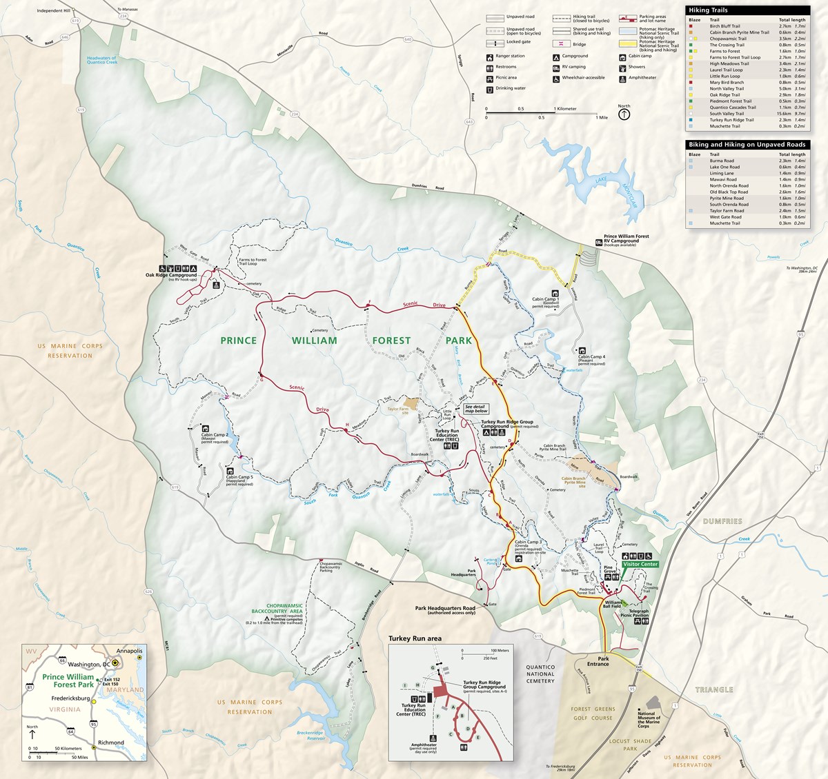 NPS map of Prince William Forest Park