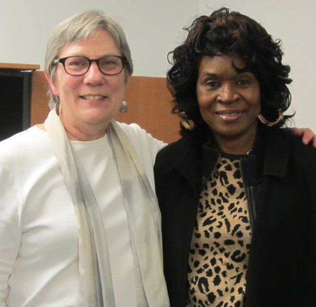 Lu Ann Jones and Tina Short Two women stand side-by-side, smiling for the photograph