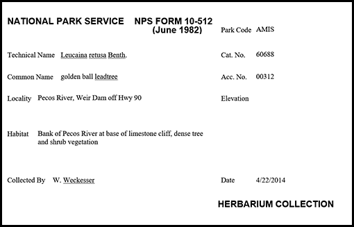 Herbarium Label Template Printable