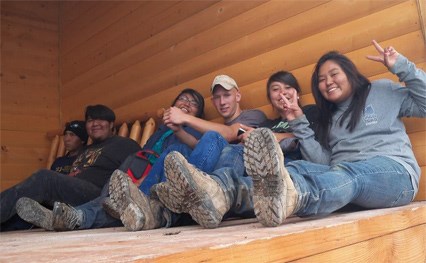 Six Youth Conservation Corps Members taking a break.