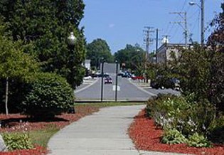 A view of the scenic tree lined rail-trail.