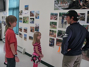 Kida share ideas about bike park features.