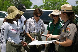 lt= Teachers participating in a park orientation at Everglades National Park