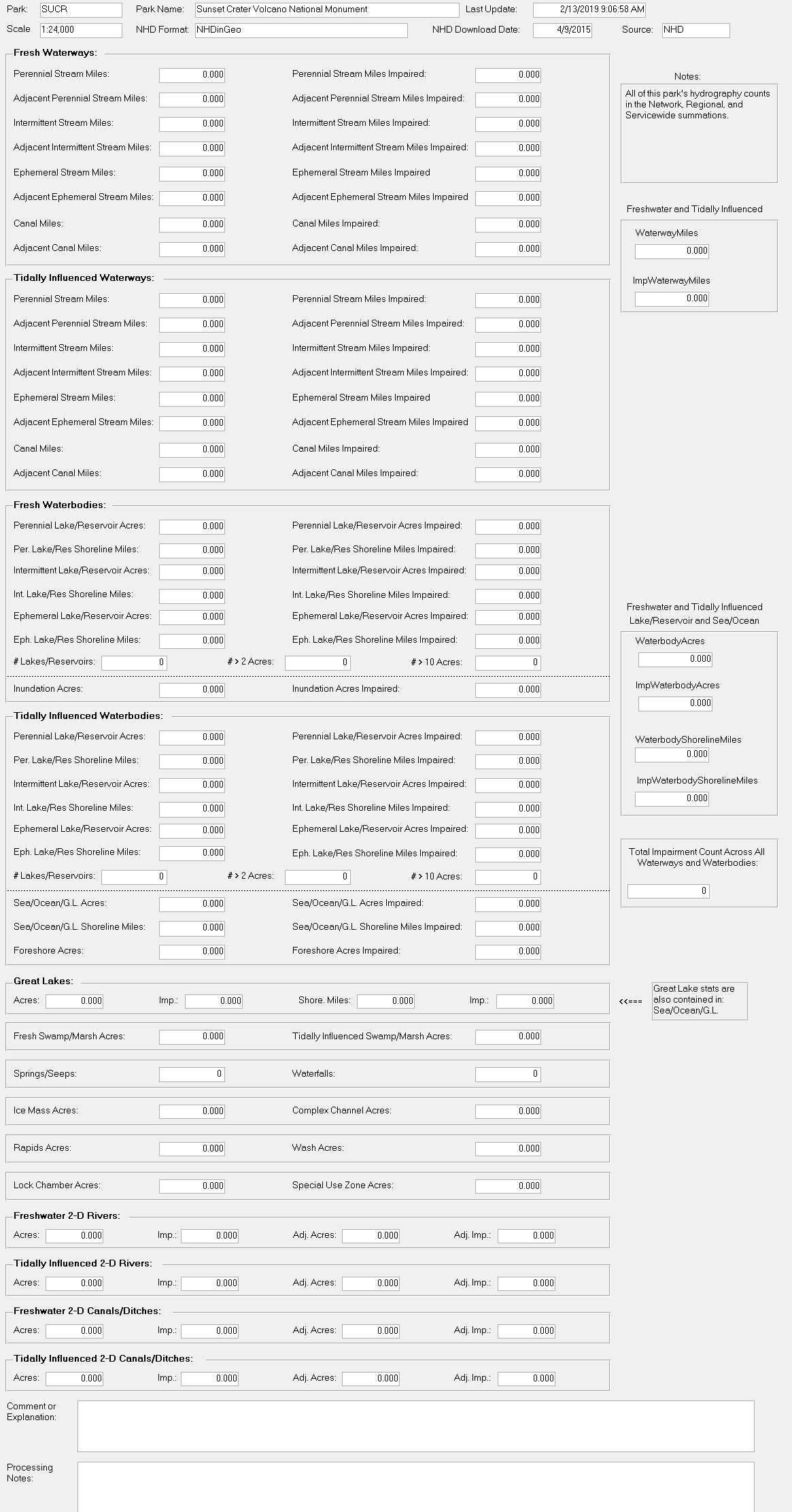 HIS Statistics can be viewed using this form within MS Access. Alternatively, HIS statistics can also be viewed online within individual HIS Park Reports.