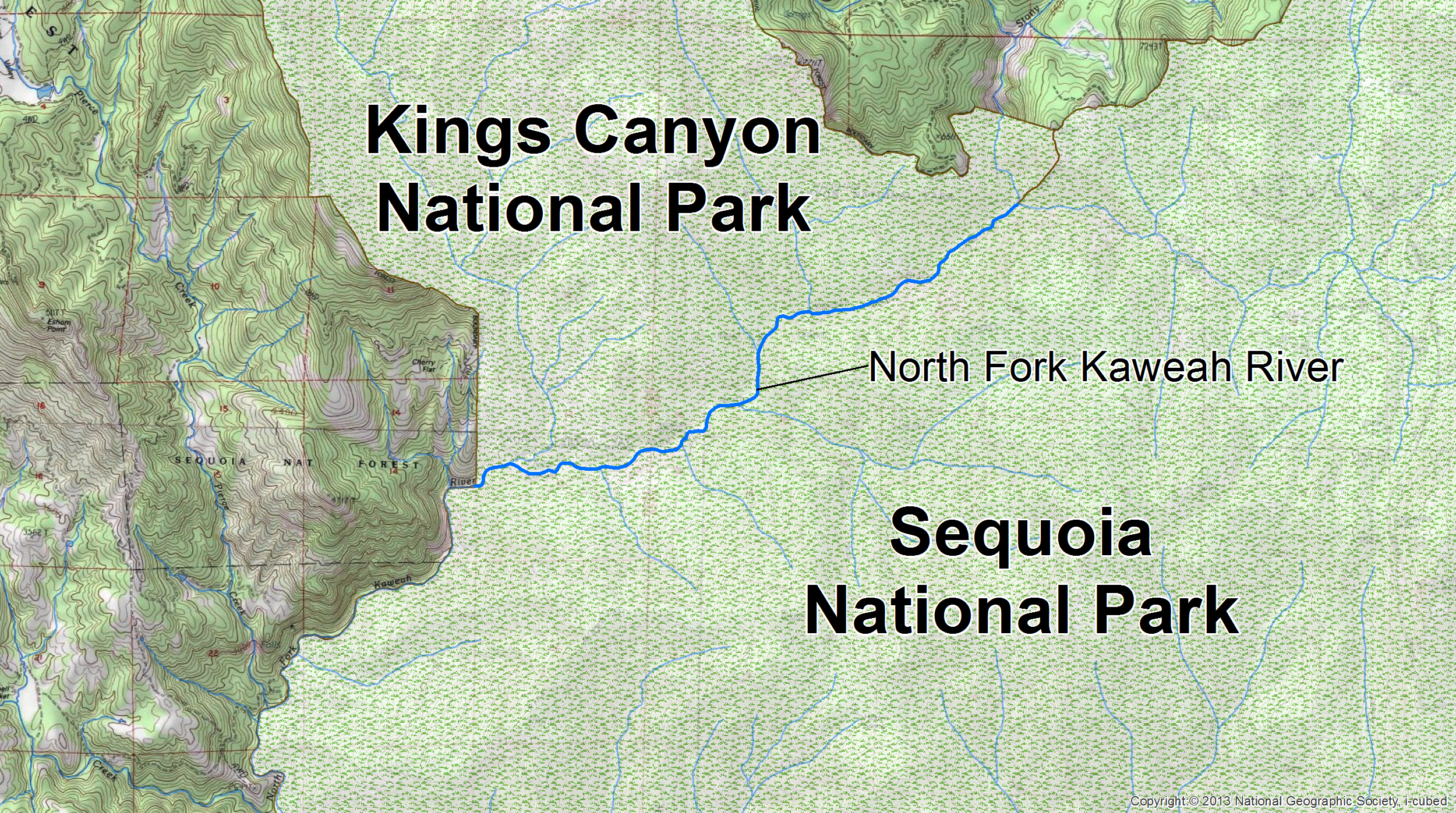 lt= In the case of Sequoia and Kings Canyon National Parks, each park gets credit for the 3.84 mile shared portion of the North Fork Kaweah River, but the service-wide summation only includes this segment once.