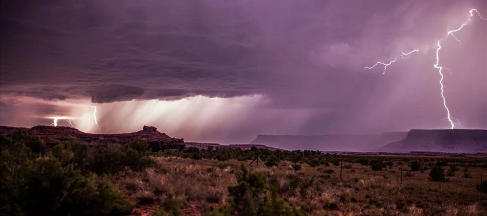 Water_cycle Lightening storm moves over desert.