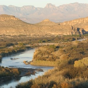 Big Bend National Park River flowing through canyon.