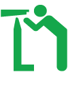 green icon of a person looking through a telescope