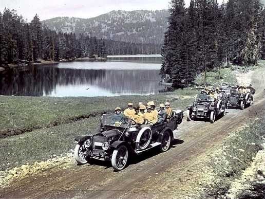 hpc-001520 YELL 1916 Auto Tour Sylvan Lake Auto Tour in Yellowstone NP 1916