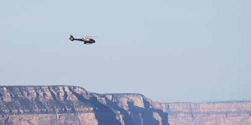 Helicopter in the sky above the Grand Canyon