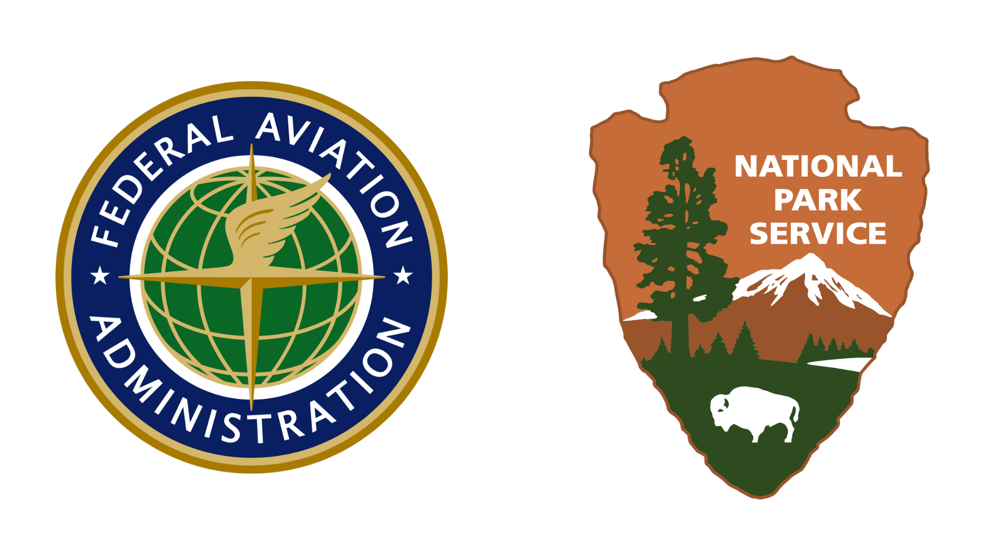 the Federal Aviation Administration Seal and the National Park Service Arrowhead