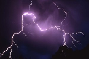 Lightning bolts charge the night sky - NPS photo