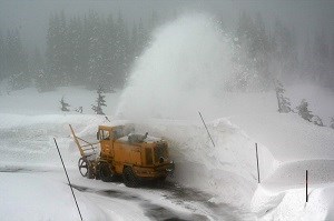 Snow removal by snow plow, Mount Rainier National Park, NPS Photo/Kevin Bacher.