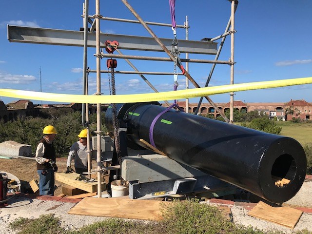 Construction of the parrott gun at Fort Jefferson. Construction of the parrott gun at Fort Jefferson.