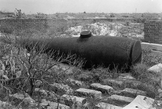 Carriages were sold for scrap and the guns lay in the sand for 100 years (EVER 7128)