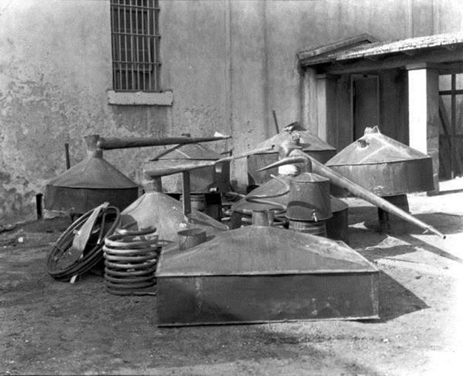 Tools used by Flamingo residents for distilling