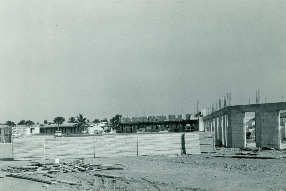 The construction of the Flamingo Lodge in December 1963