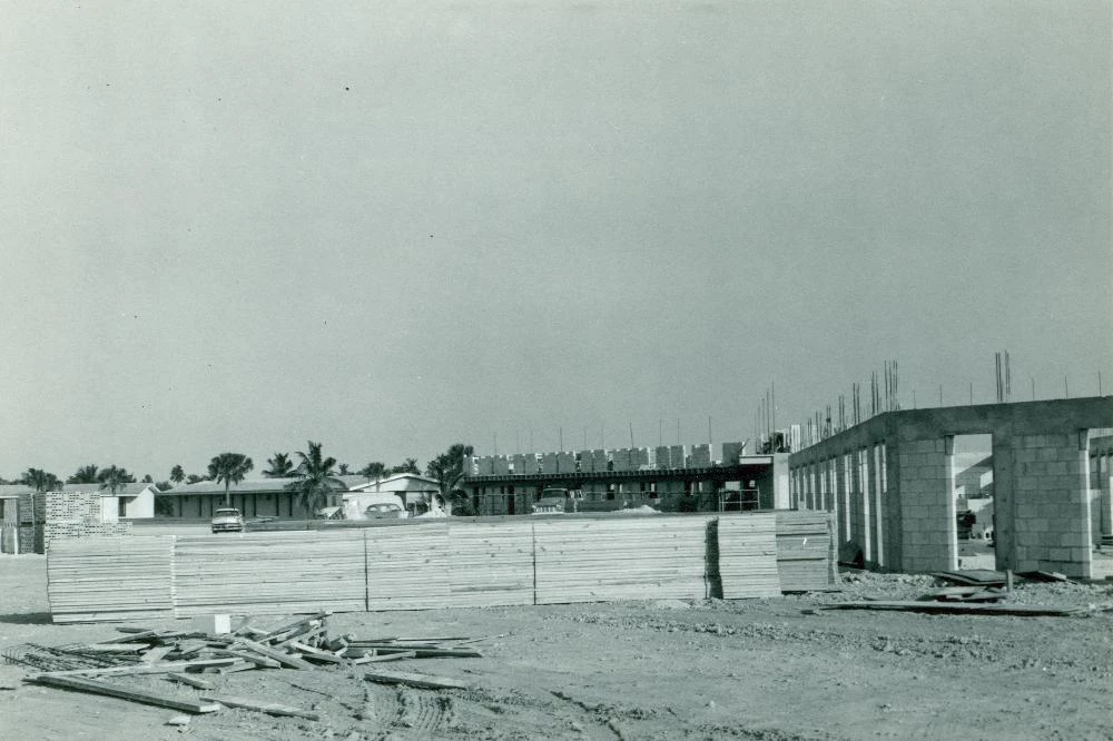 The construction of the Flamingo Lodge in December 1963