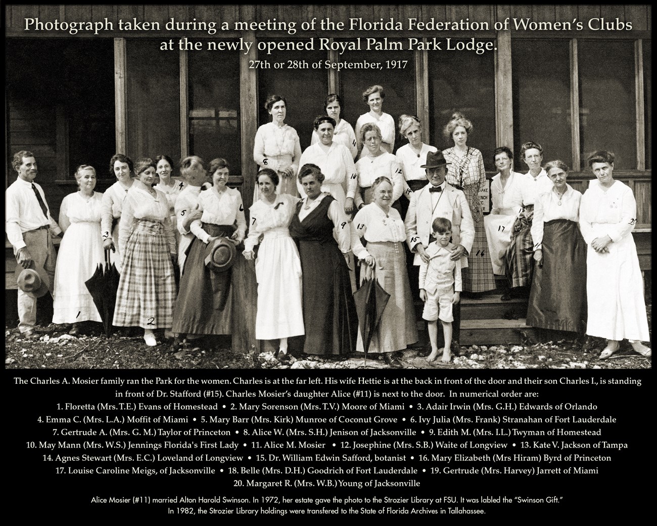 Photograph of the Florida Federation of Women's Club taken  at the newly opened Royal Palm Park Lodge