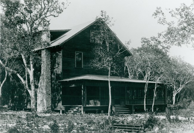 Outside of the lodge constructed at Royal Palm