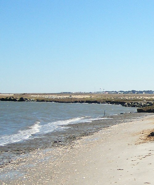 clean sandy beach with waves coming to shore