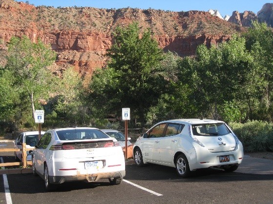 Electric Vehicles at Zion charging station