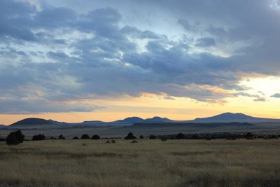 Grassland at sunset at Capulin Volcano National Monument