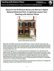 lesson plan, teaching with historic places, m'clintock house, women's rights