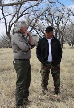 NPS staff and Cheyenne tribal members discuss using fire on the landscape.