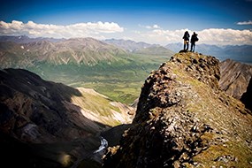 backpackers on a mountain top