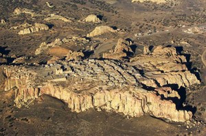 Aerial view of Acoma atop the mesa.