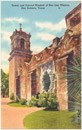 Postal del campanario y ventana tallada de la misión hacia 1930-1945. Por Weiner News Co., Tichnor Bros., Inc. Cortesía de la Biblioteca Pública de Boston.