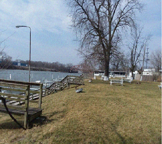 Ton Farm Building Site.1 Site of the old Ton Farm, seen here is a view of the black-owned boat marina on the Little Calumet River