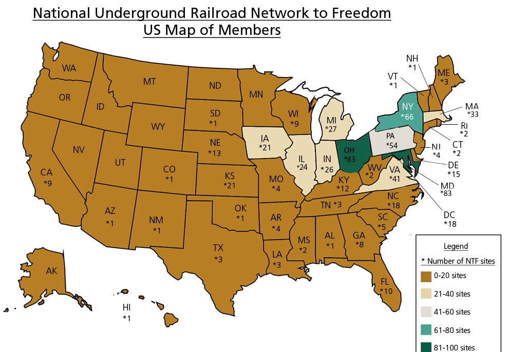 Network to Freedom Members, Summer 2019 Number of Network to Freedom associated sites, programs, and facilities, sorted by state.