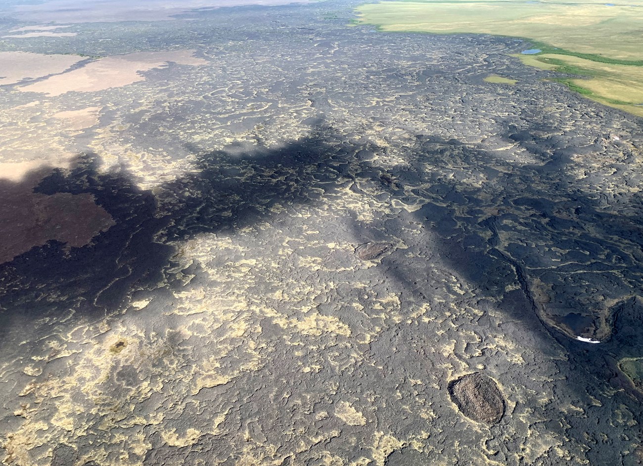 Aerial view of a large lava flow