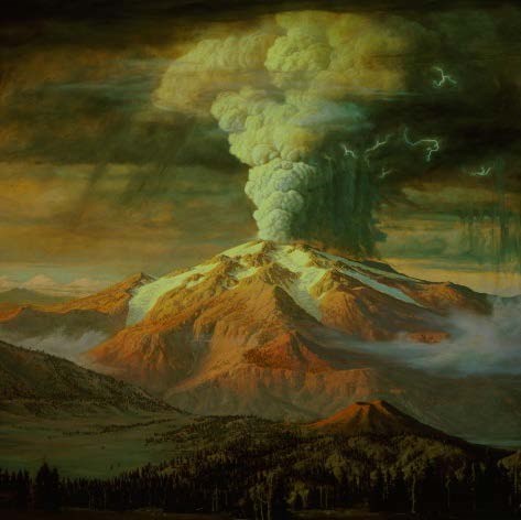 Cover Image crla_gri_rpt_view painting of a volcanic mountain eruption