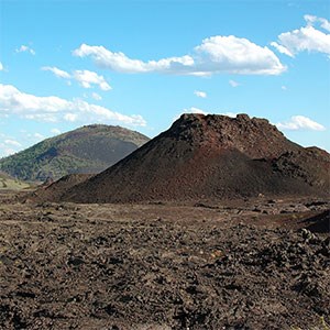 photo of lava field and cinder cones