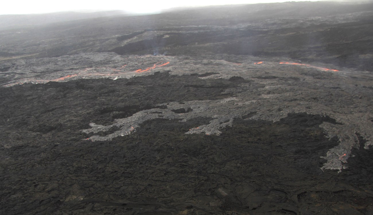 Aerial photo of recent lava flows.