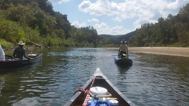 Paddlers make their way down the Buffalo National River.