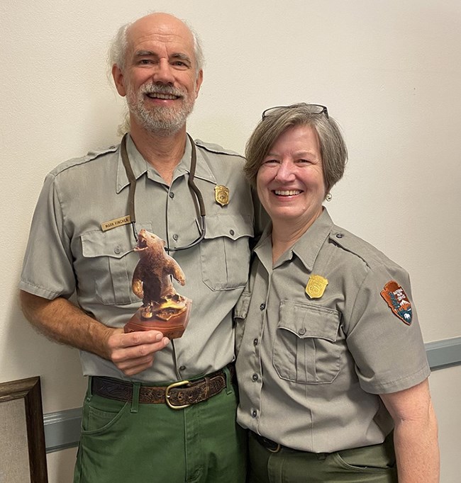 Mark Fincher Mark Fincher (left) with Yosemite National Park Superintendent Cecily Muldoon.
