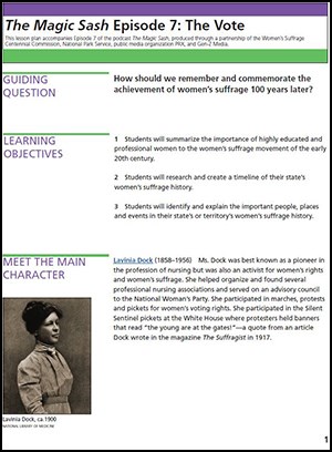 Screen capture of the first page of magic sash episode 7 lesson plan