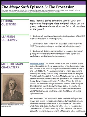 screen capture of the first page of magic sash episode 6 lesson plan