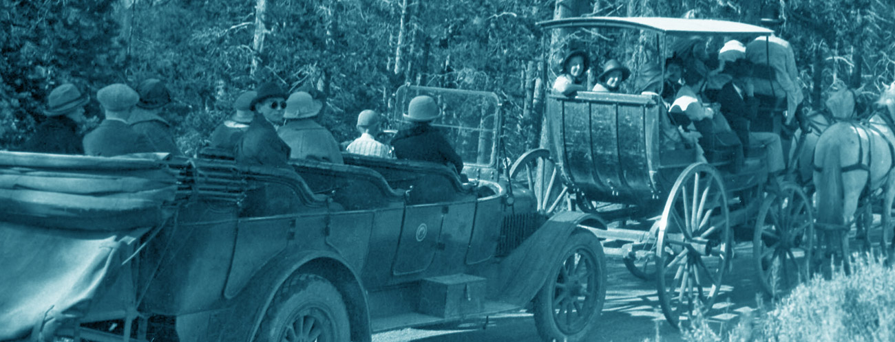 Stagecoach and Tour Bus Traffic Jam