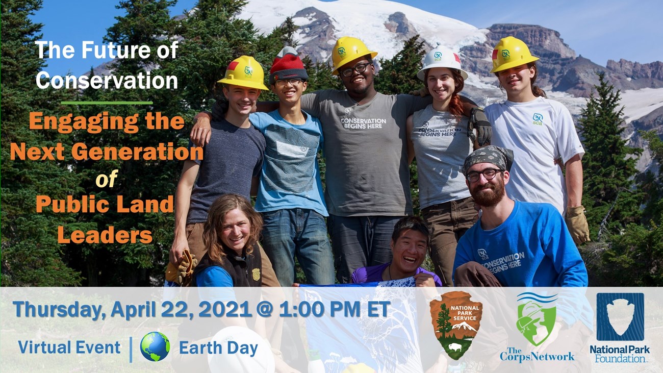 NPS April 22 Earth Day Event Flyer Infographic for The Future of Conservation Earth Day Event; detailed alternative text is on this webpage