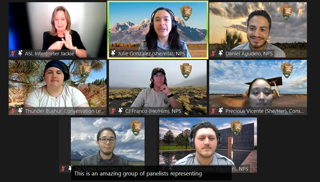 Screenshot of panelists from a virtual event